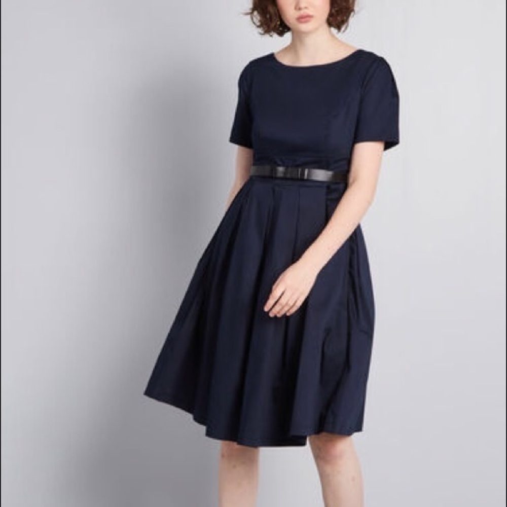 ModCloth Fit & Flare Dress in Navy Blue 💙